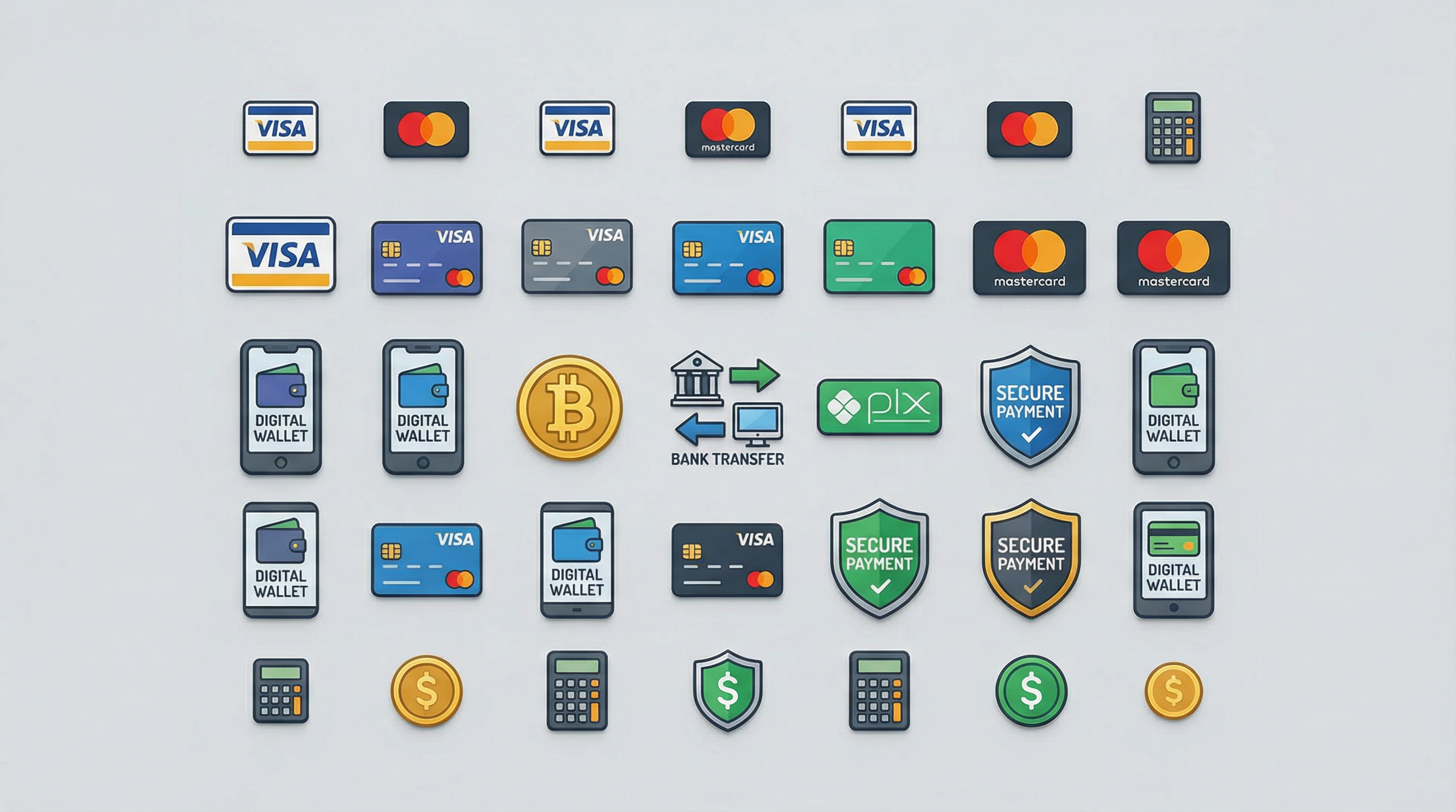 捕鱼游戏支持的支付方式图标集合